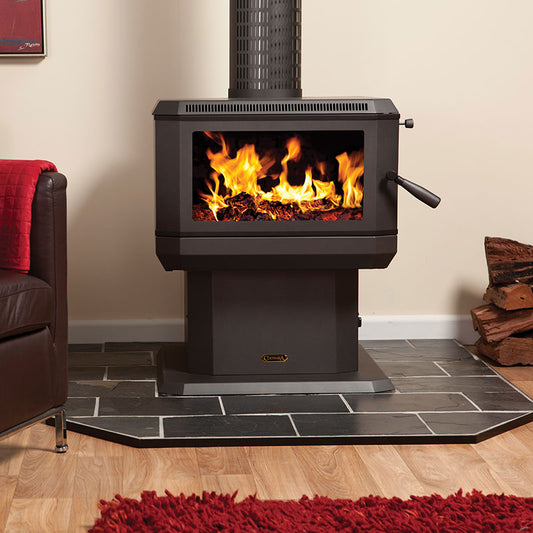 Coonara Midi Freestanding Series 2 wood fireplace with sleek black finish and modern design, ideal for heating and aesthetic appeal.